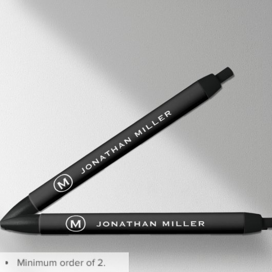 Minimalistisch zwart wit monogram zwarte inkt pen