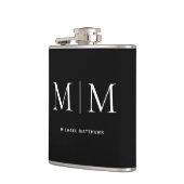 Minimalistisch zwart-wit monogramme Initiaal naam Heupfles (Links)