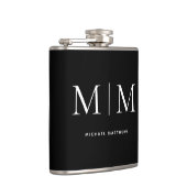 Minimalistisch zwart-wit monogramme Initiaal naam Heupfles (Rechts)