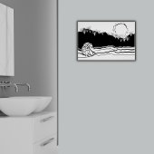 Minimalistisch zwart-wit morinum op strand poster