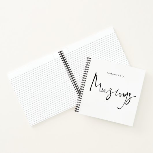 Minimalistisch zwart-wit Musings Name Notitieboek (Binnen)