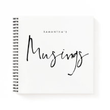 Minimalistisch zwart-wit Musings Name Notitieboek