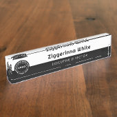 Minimalistisch zwart, wit naambordje (Zijkant)