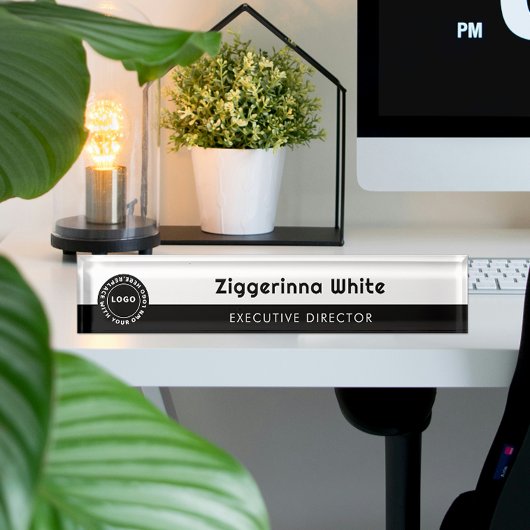 Minimalistisch zwart, wit naambordje