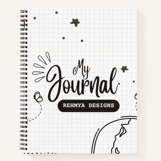 "Minimalistisch zwart-wit Notitieboek Hoesje ontwe (Voorkant)