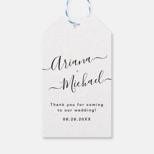 Minimalistisch zwart-wit oogmerk voor bruiloft cadeaulabel (Achterkant)