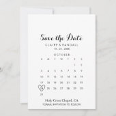 Minimalistisch zwart-wit Opslaan Datum kalender Save The Date (Voorkant)