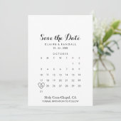 Minimalistisch zwart-wit Opslaan Datum kalender Save The Date (Staand voorkant)