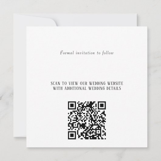 Minimalistisch zwart-wit opslaan QR-code datum Aankondiging (Achterkant)
