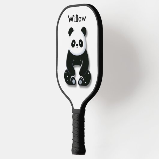 Minimalistisch zwart-wit Panda Beer Monogram Pickleball Paddle (Links)