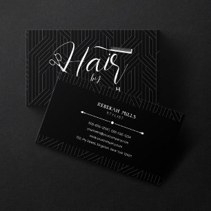 Minimalistisch Zwart & Wit Patroon Kapsalon Visitekaartje