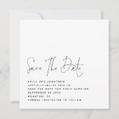 Minimalistisch Zwart Wit QR Bruiloft Save the Date (Voorkant)