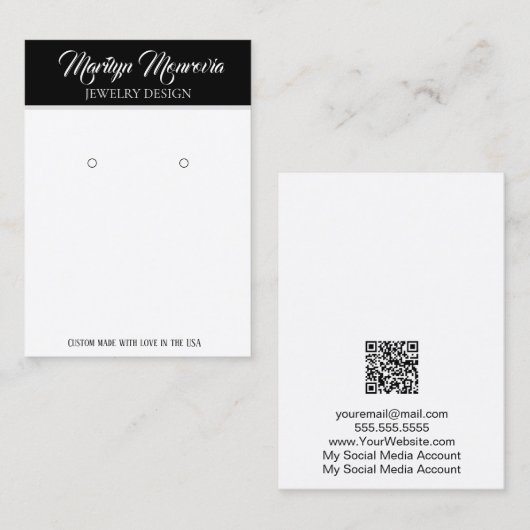 Minimalistisch zwart wit, QR-codebus voor beeldsch Visitekaartje (Voorkant / Achterkant)