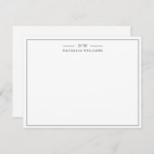 Minimalistisch zwart-wit randmonogram voor script notitiekaartje (Voorkant / Achterkant)