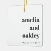 Minimalistisch zwart wit retro aangepaste trouwfot keramisch ornament (Links)