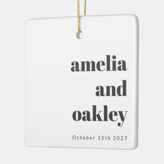 Minimalistisch zwart wit retro aangepaste trouwfot keramisch ornament (Links)