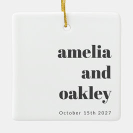 Minimalistisch zwart wit retro aangepaste trouwfot keramisch ornament