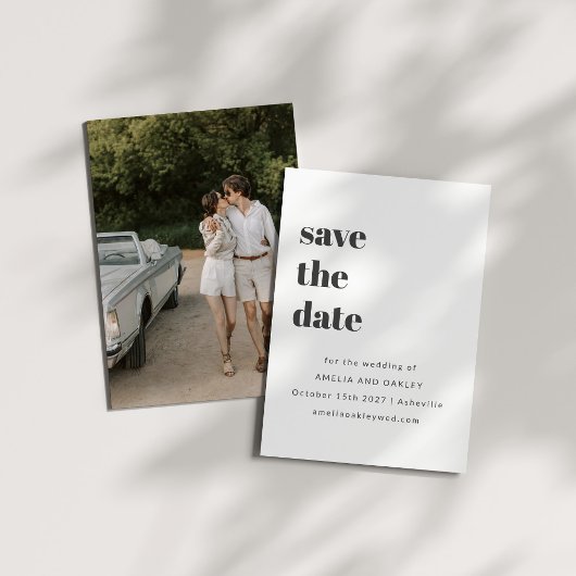 Minimalistisch zwart wit retro eenvoudige bruiloft save the date