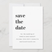 Minimalistisch zwart wit retro eenvoudige bruiloft save the date (Voorkant)