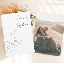 Minimalistisch zwart-wit Romantisch fotohuwelijk Kaart