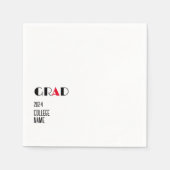 Minimalistisch zwart wit rood afstuderen servet (Voorkant)