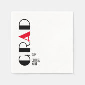 Minimalistisch zwart wit rood afstuderen servet (Voorkant)
