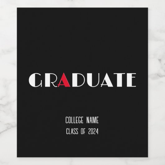 Minimalistisch zwart wit rood afstuderen wijn etiket (Enkel label)