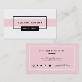 Minimalistisch zwart/wit/roze visitekaartje