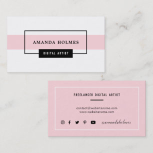 Minimalistisch zwart/wit/roze visitekaartje