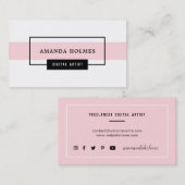 Minimalistisch zwart/wit/roze visitekaartje (Voorkant / Achterkant)