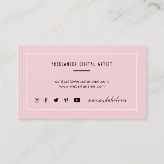 Minimalistisch zwart/wit/roze visitekaartje (Achterkant)