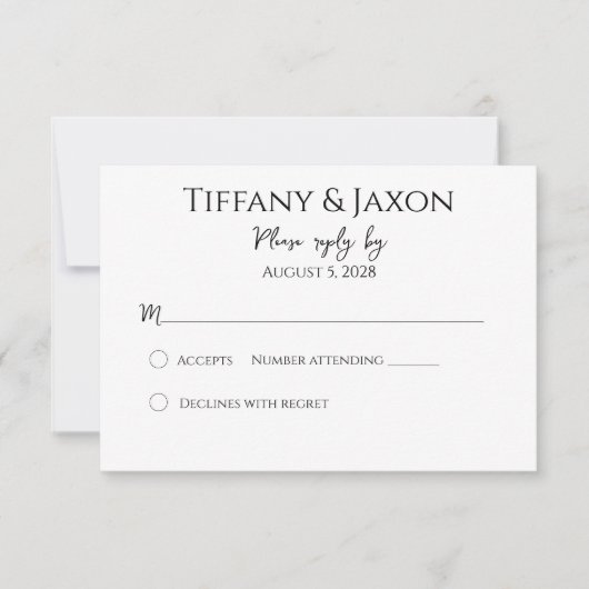 Minimalistisch zwart-wit RSVP kaartje (Voorkant)