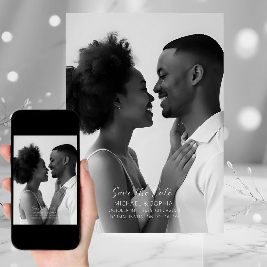 Minimalistisch zwart-wit Save the Date Simple