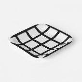 Minimalistisch zwart-wit schaakpatroon papieren bordje (Gebogen)