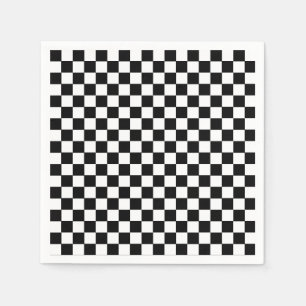 Minimalistisch zwart-wit schaakpatroon servet