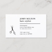 Minimalistisch zwart wit schaar haar stylist visitekaartje (Voorkant)