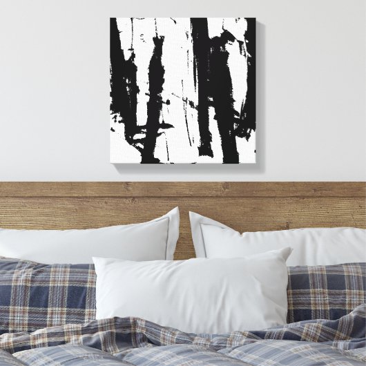 Minimalistisch zwart-wit schilderen canvas afdruk (Insitu (Slaapkamer))