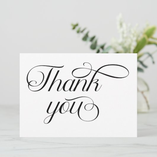 Minimalistisch Zwart Wit Schrift Bedankkaart (Staand voorkant)