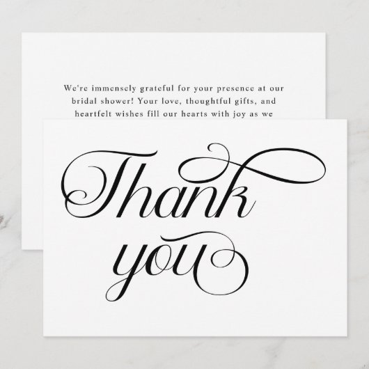 Minimalistisch Zwart Wit Schrift Bedankkaart (Voorkant / Achterkant)