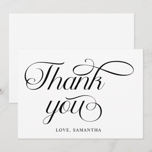 Minimalistisch Zwart Wit Schrift Bedankkaart (Voorkant / Achterkant)