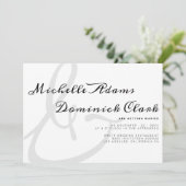 Minimalistisch zwart wit script ampersand bruiloft kaart (Staand voorkant)