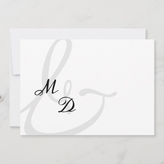 Minimalistisch zwart wit script ampersand bruiloft kaart (Achterkant)