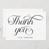 Minimalistisch zwart wit script bedankkaart (Voorkant / Achterkant)