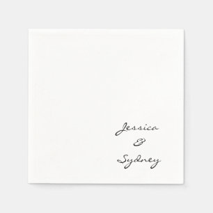 Minimalistisch zwart-wit script bruiloft Custom Servet