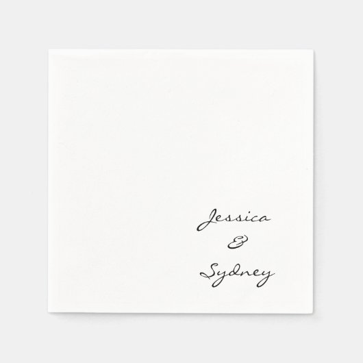 Minimalistisch zwart-wit script bruiloft Custom Servet (Voorkant)