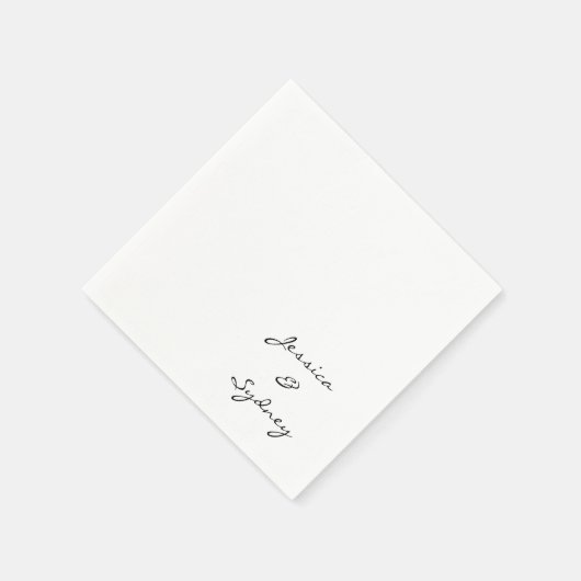 Minimalistisch zwart-wit script bruiloft Custom Servet (Hoek)