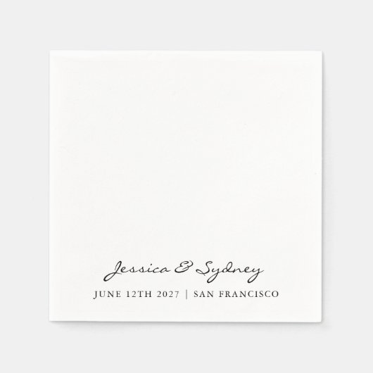 Minimalistisch zwart-wit script bruiloft Custom Servet (Voorkant)
