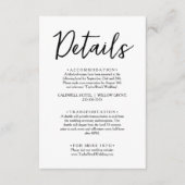 Minimalistisch zwart-wit script bruiloft details informatiekaartje (Voorkant)