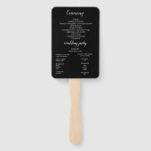 Minimalistisch zwart-wit script bruiloft programma handwaaier (Achterkant)