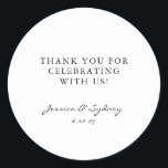 Minimalistisch zwart-wit script Custom Bedankt Ronde Sticker<br><div class="desc">Minimalistisch Modern Zwart-Wit Script Wedding Custom Dank u Classic Ronde Sticker</div>